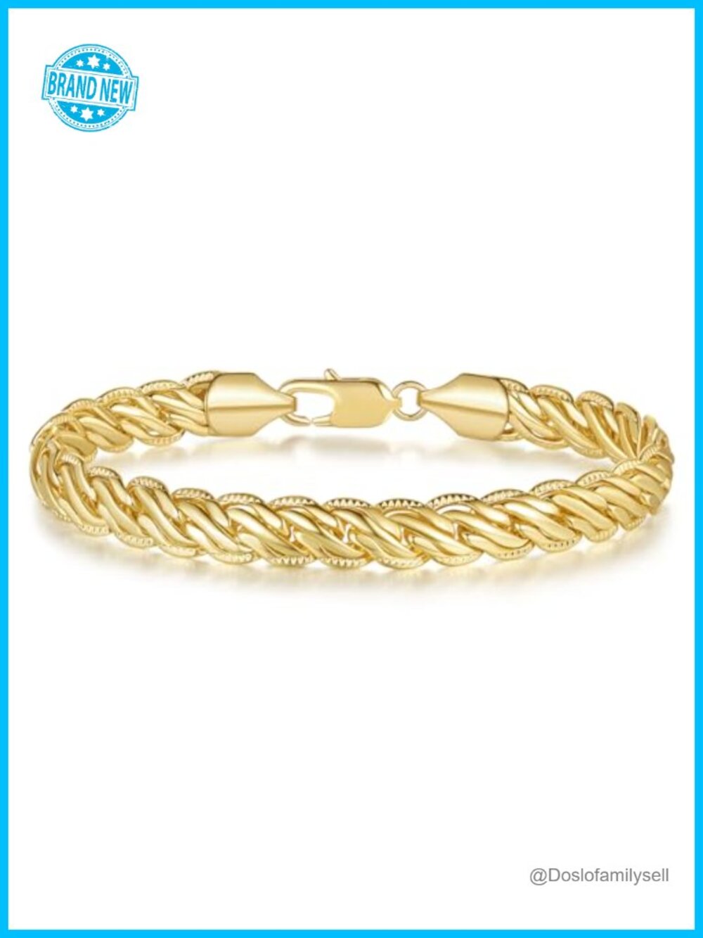 14K Gold Plated Rope Braided Chain Bracelet for Women Men Dainty Gift